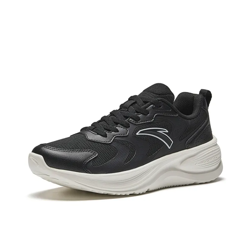 Anta Speeding Height Increasing Lightweight Low Top Casual Running Shoes Women's Black White-1