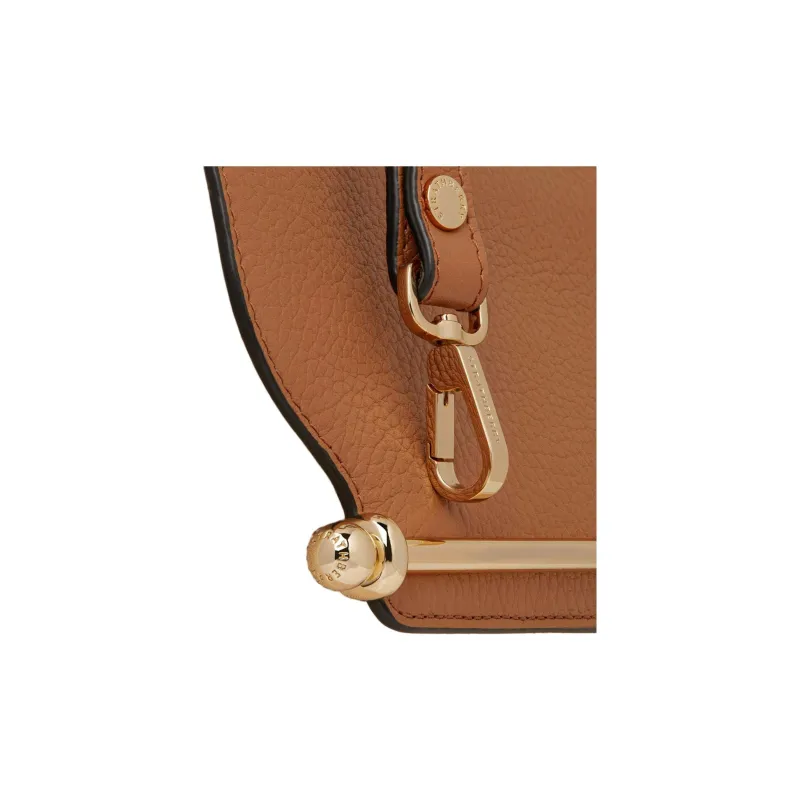 Strathberry Grained Calfskin With Canvas Wallets Shoulder Bag Crossbody Bag Large Size Women's Light Brown & Umber-4
