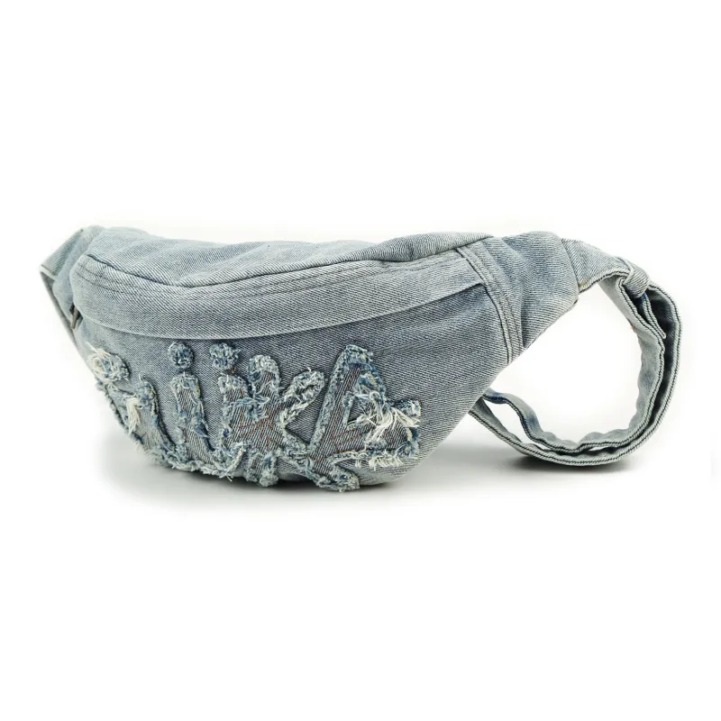 Guuka Fabric Fanny Pack Medium Size Unisex Denim Blue-0