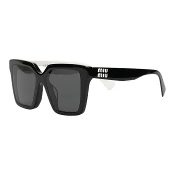 MIU MIU Composite Fiber Irregular Shape Sunglasses Unisex Black