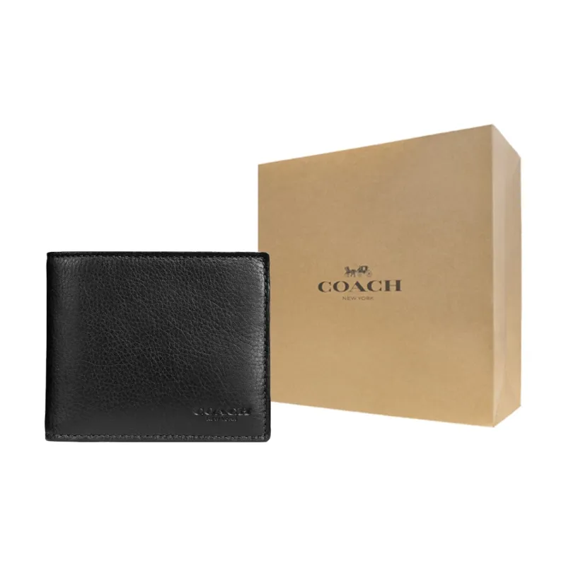 COACH 3 IN 1 Wallet Smooth Calf Leather Wallet Mini Men's Black-6
