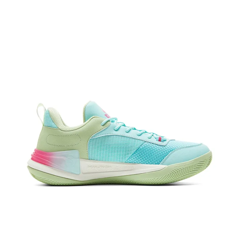 PEAK Basketball Shoes Men Low Top Light Khaki/Orange Yellow/Pink Green-1