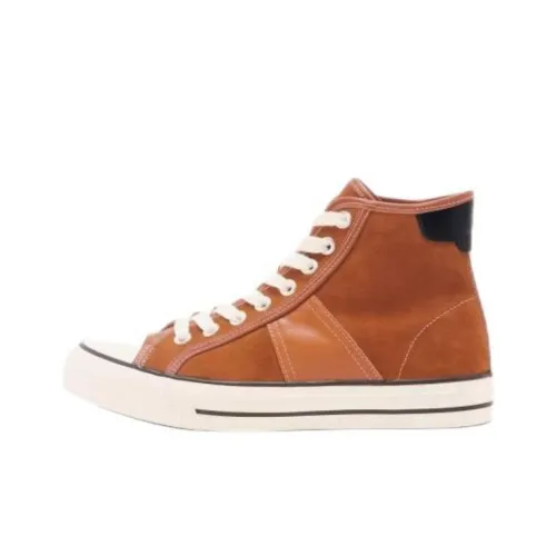 Sandro High Top Canvas Shoes Men's Camel