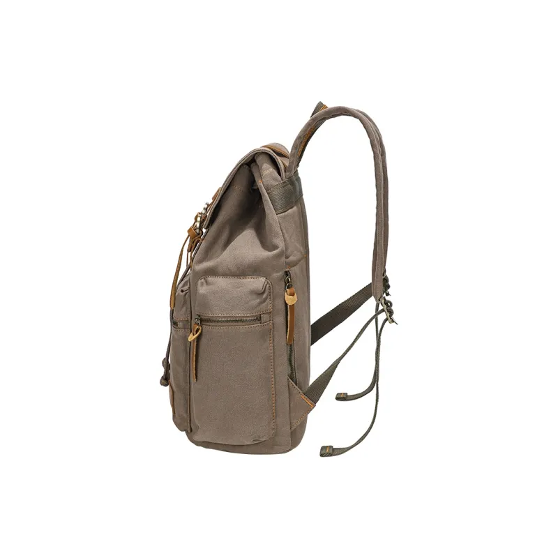 COTECi Crazy Horse Cow Leather, Washed Canvas Backpack Tubas Unisex Ink Gray/Gray/Coffee/Khaki-7