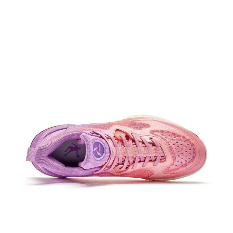 QIAODAN Cushioning Wear Resistant Low Top Basketball Shoes Men's Pink Purple-3