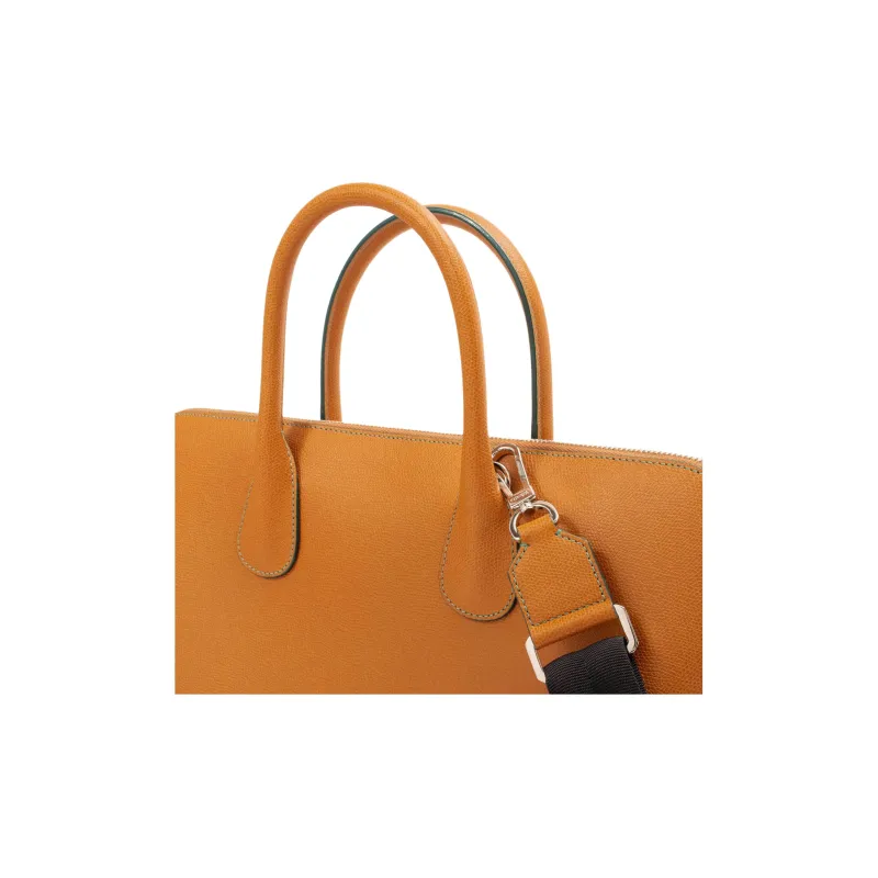 Valextra Soft Calfskin Shoulder Bag, Crossbody Bag, Handbag Tubas Men's Yellow Brown-3