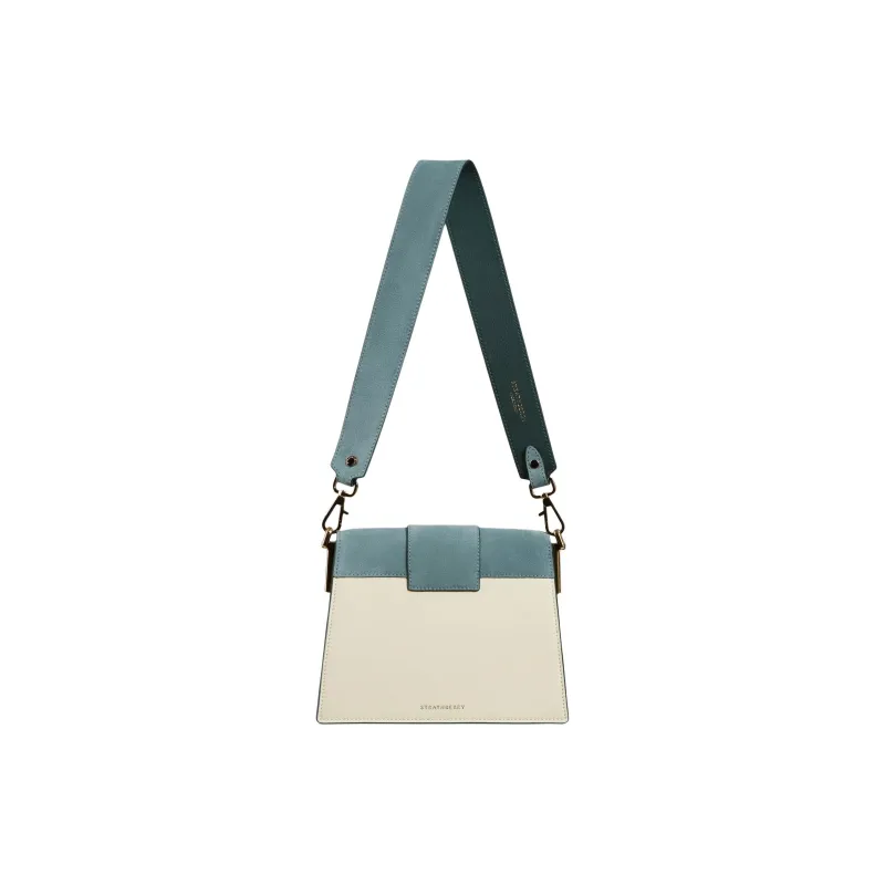 Strathberry Calfskin Suede Split Calfskin Shoulder Bag Crossbody Bag Women's Duck Egg Blue/White-2