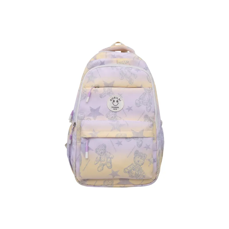 BAODIDAISHU Nylon Fabric Backpack And Laptop Bag Unisex Gray/Purple/Blue/Pink-4