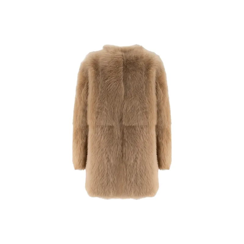 Fabiana Filippi Long Sleeved Crewneck Fur Coat-1