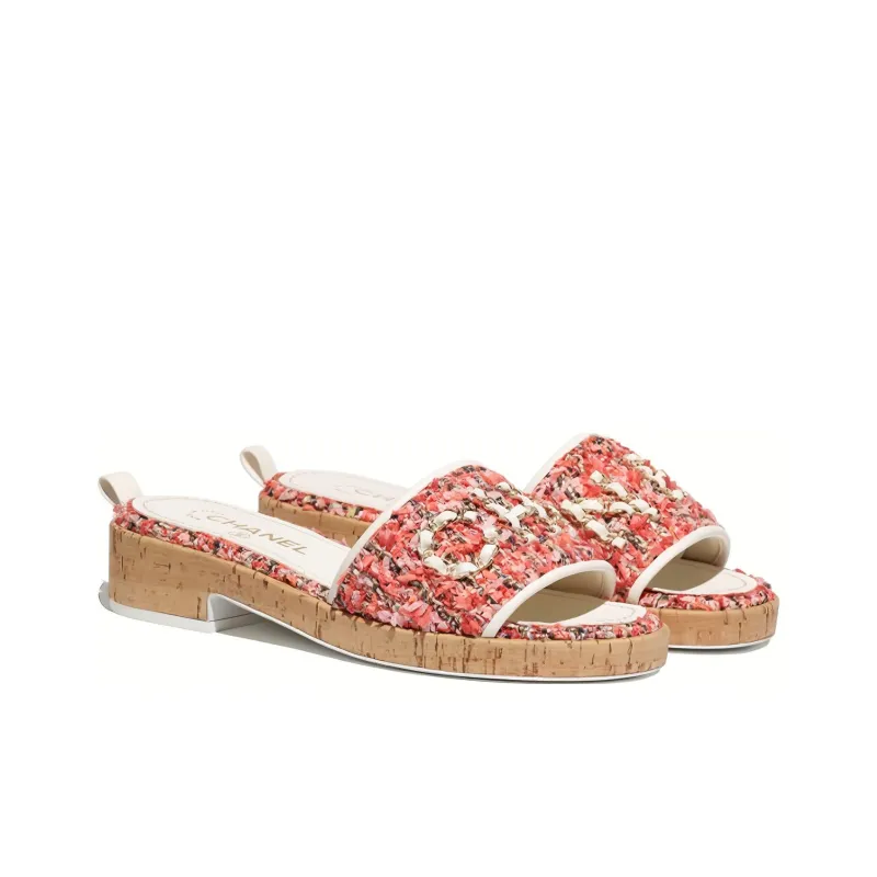 CHANEL Rubber Sole Abrasion Resistant Slide Slippers Women's Coral-2