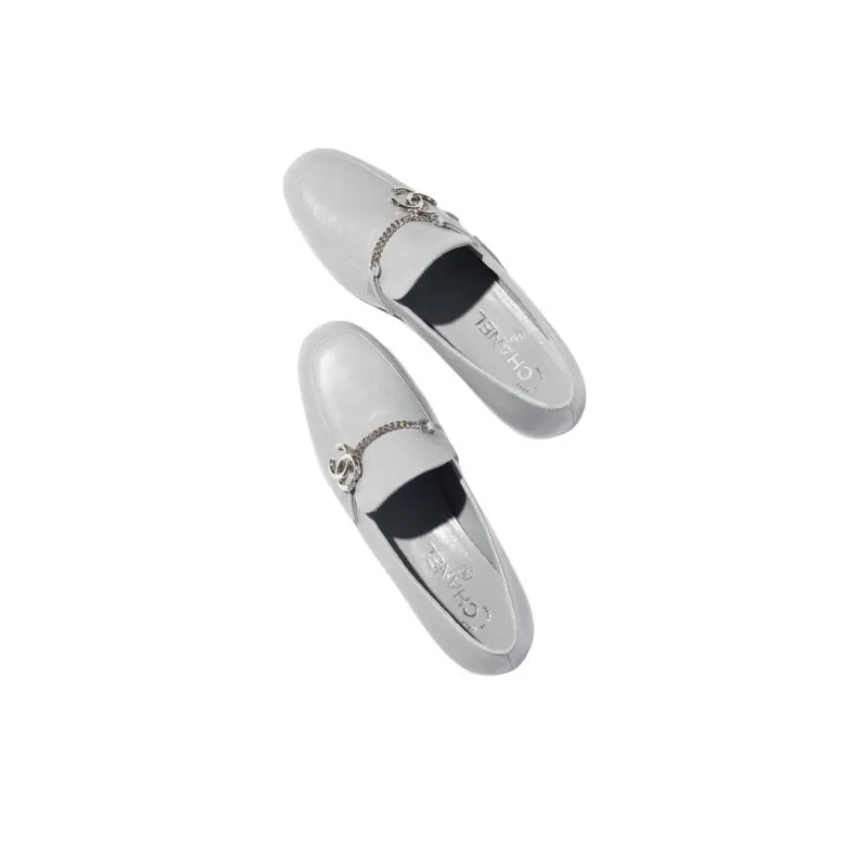 CHANEL Loafers 1.5cm Women's Gray-4