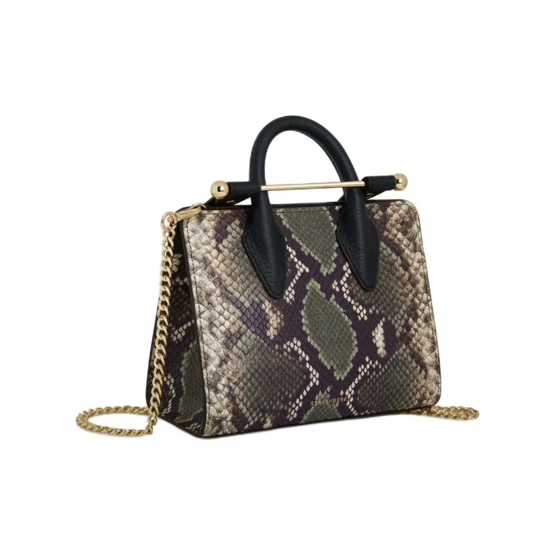 Strathberry Calfskin Tote Bag Shopping Bag Shoulder Bag Crossbody Bag Handbag Mini Women's Black & Multicolor-1