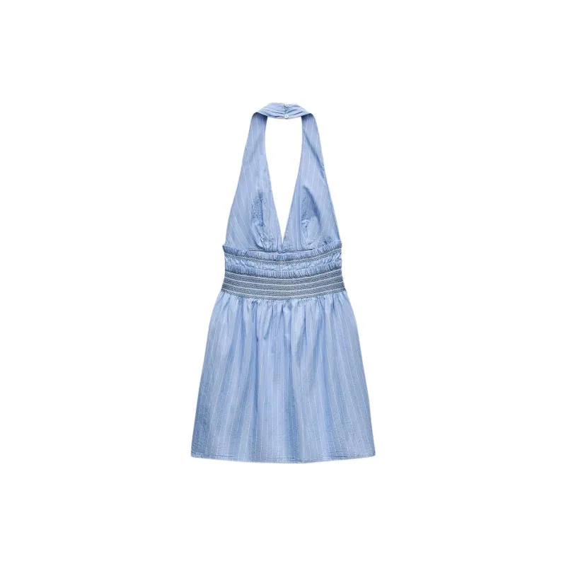 ZARA Trf Sleeveless Dress Women's Blue/White-1