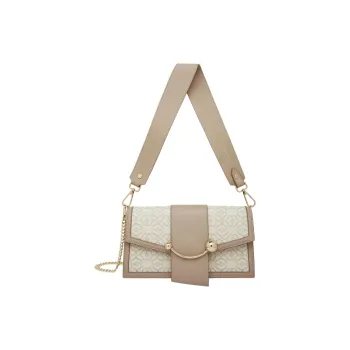Strathberry Jacquard Fabric Crossbody Bag Shoulder Bag Mini Women's Light Brown & Beige White