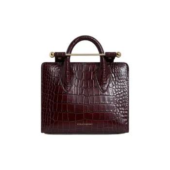 Strathberry Crocodile Embossed Calfskin Tote Bag Shopping Bag Shoulder Bag Crossbody Bag Handbag Mini Women's Burgundy