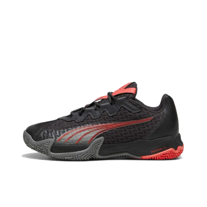 PUMA Nova Slip Resistant, Abrasion Resistant, Breathable, Supportive Low Top Tennis Shoes Men's Black Red-0