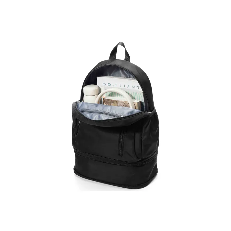 QING QI ZHE Fabric Backpack Travel Backpack Backpack Unisex Black Ecru Light Blue-3