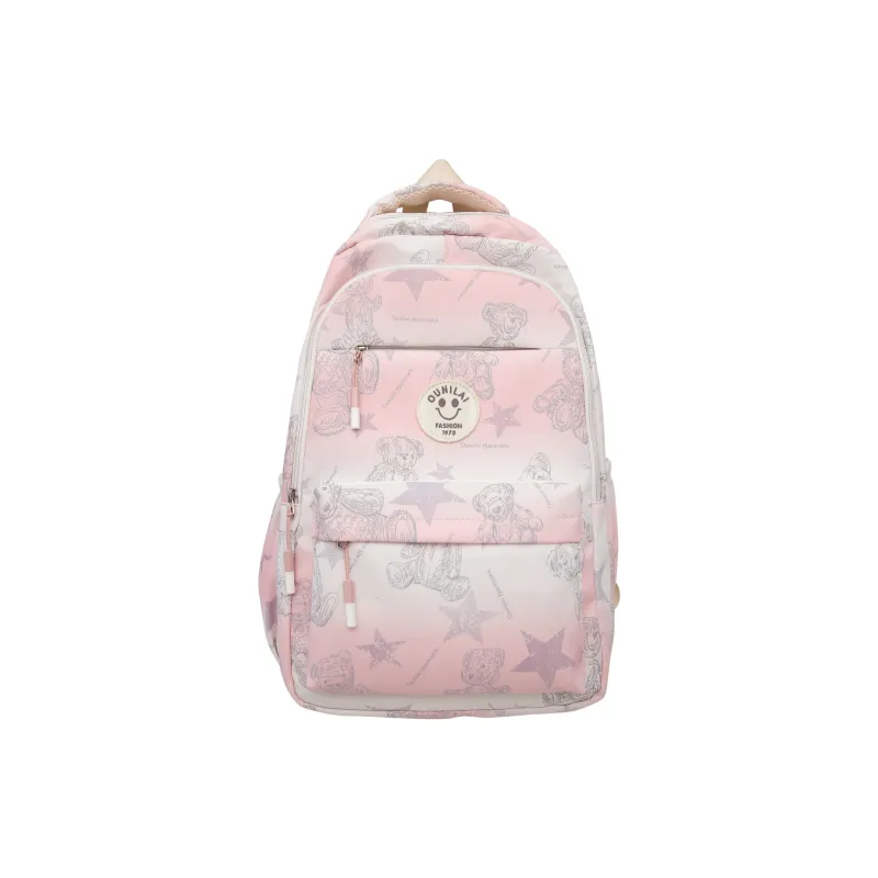 BAODIDAISHU Nylon Fabric Backpack And Laptop Bag Unisex Gray/Purple/Blue/Pink-11
