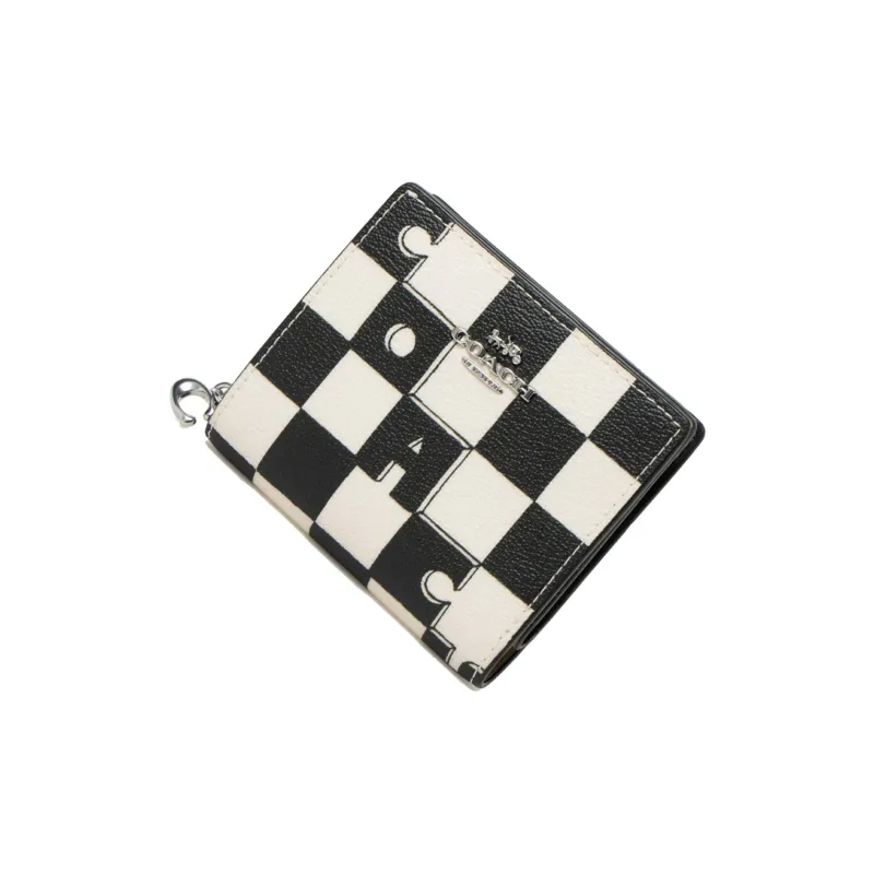 COACH Snap Wallet Coated Canvas With Smooth Leather Wallet Mini Women's Black-2