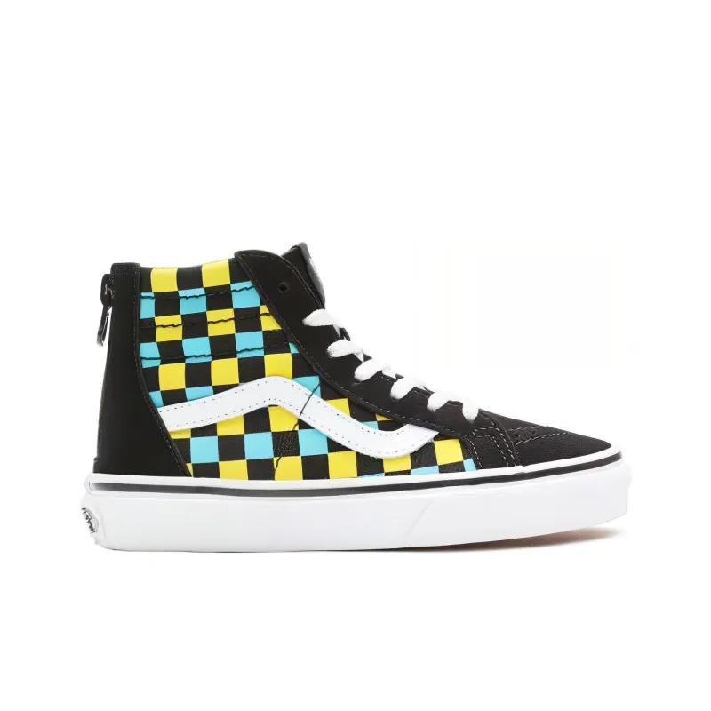 Sk8 Vans  Hi Zip Kids 'Neon Glow Checkerboard'-1
