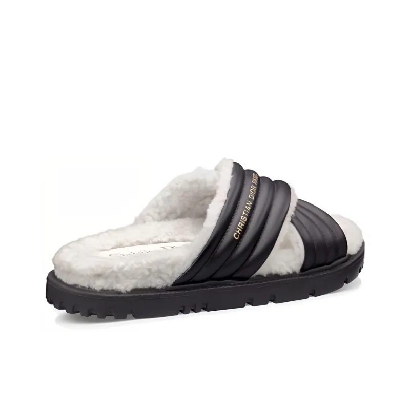 DIOR D-Cross Rubber Sole Slide Slippers Women's Black White-3