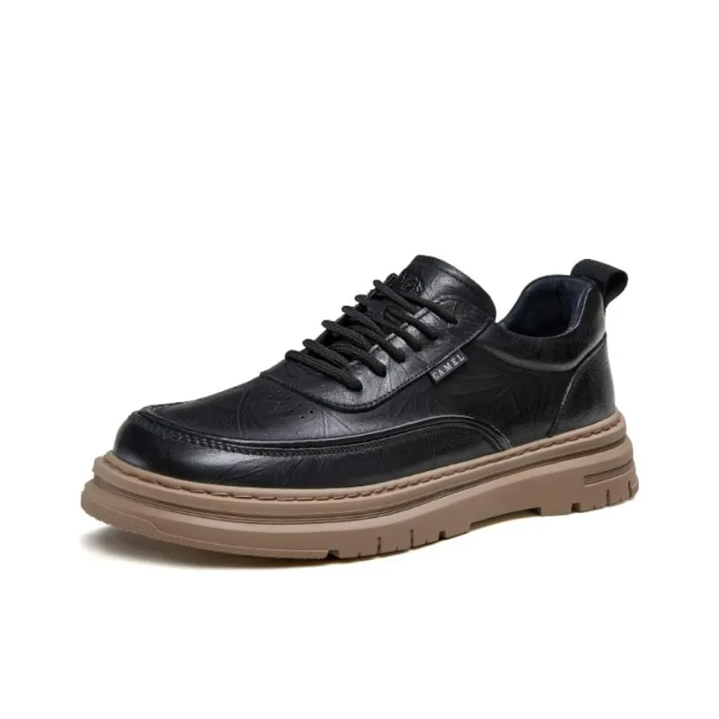 CAMEL Men's Casual Shoes Men Low Top Earth Yellow, Black-6
