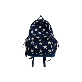 SEVENMOONS Polyester Backpack Regular Unisex Star Red/Star Blue/Stripes Gray