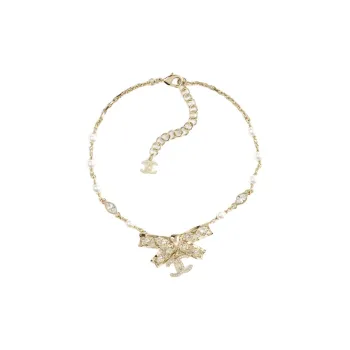CHANEL Metal, Artificial Pearl Necklaces Women's Gold