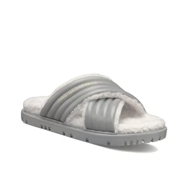 DIOR D Cross Slide Slippers Women's Gray White-2
