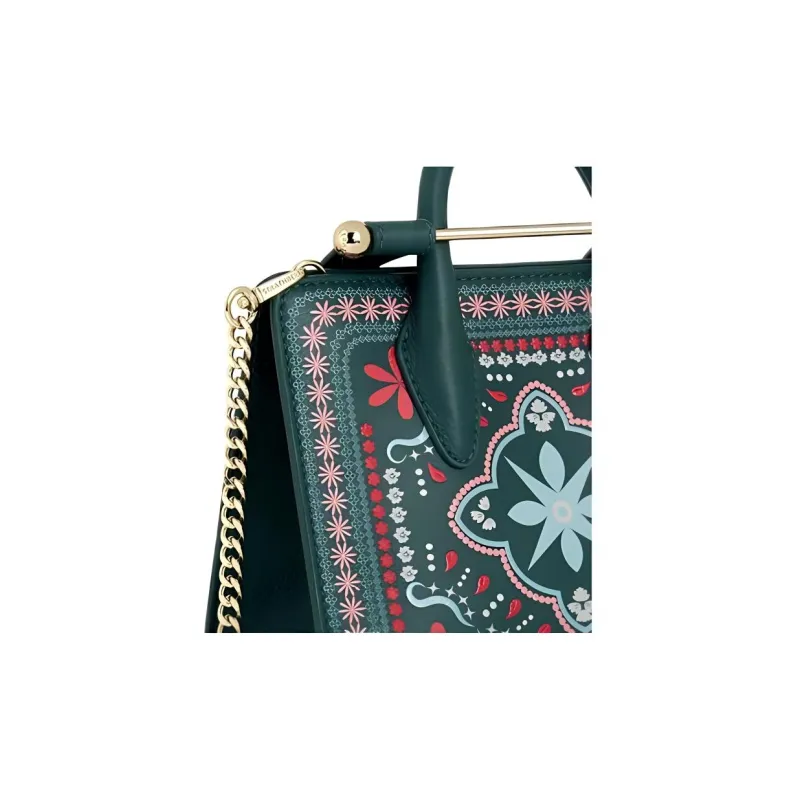 Strathberry Calfskin Tote Bag Shopping Bag Shoulder Bag Crossbody Bag Handbag Nano Women's Dark Green-3