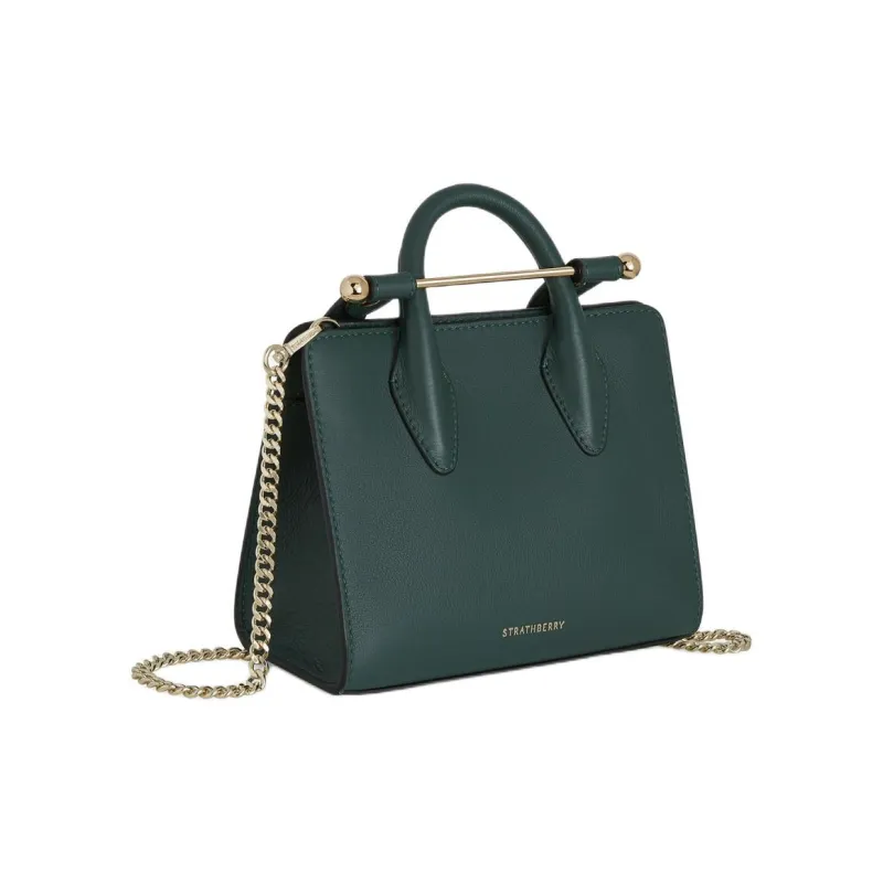 Strathberry Smooth Calf Leather Tote Bag Shopping Bag Shoulder Bag Crossbody Bag Handbag Mini Women's Dark Green-1