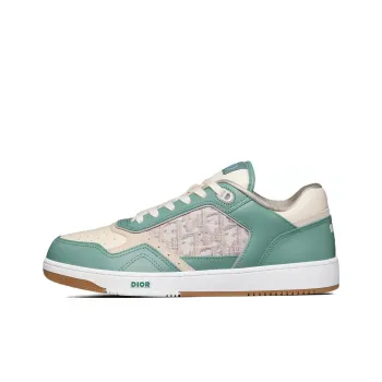 DIOR B27 Low Turquoise And Cream Smooth Calfskin And Cream DIOR Oblique Jacquard Canvas