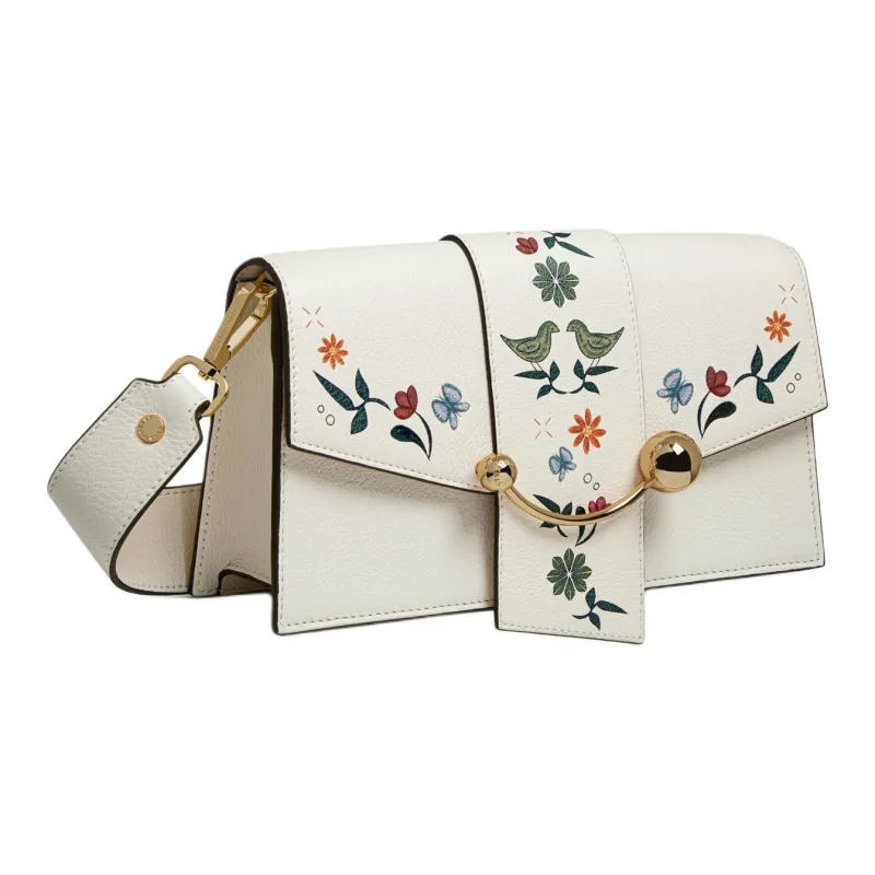 Strathberry Smooth Floral Calfskin Crossbody Bag Shoulder Bag Mini Women's White-1