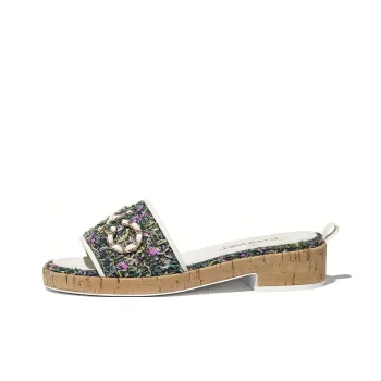 CHANEL Slide Slippers Women's Green