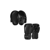 BOX Boxing Gloves Pure Black 1 Pair+2 Pcs Punch Bags