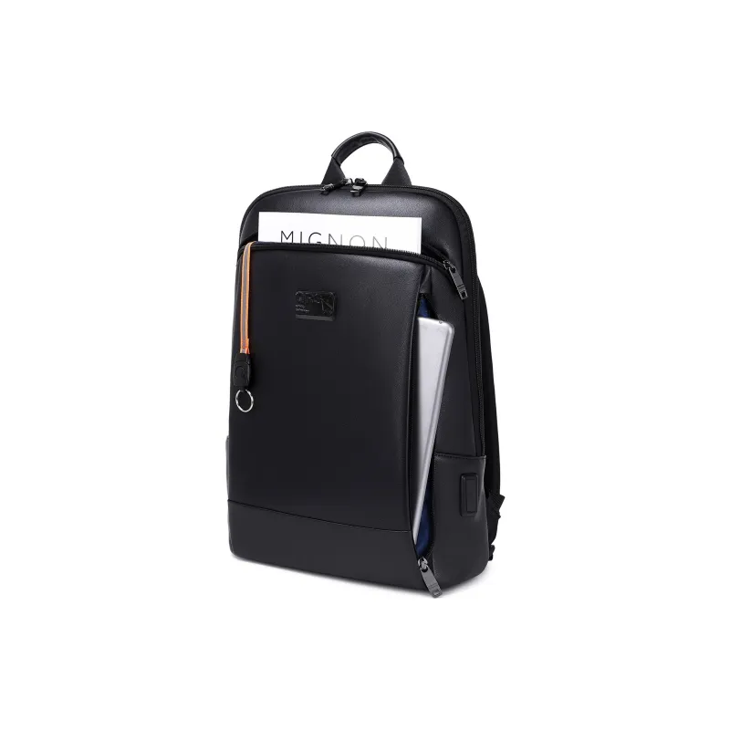 QRST Microfiber With Oxford Backpack Laptop Bag Men's Black-4