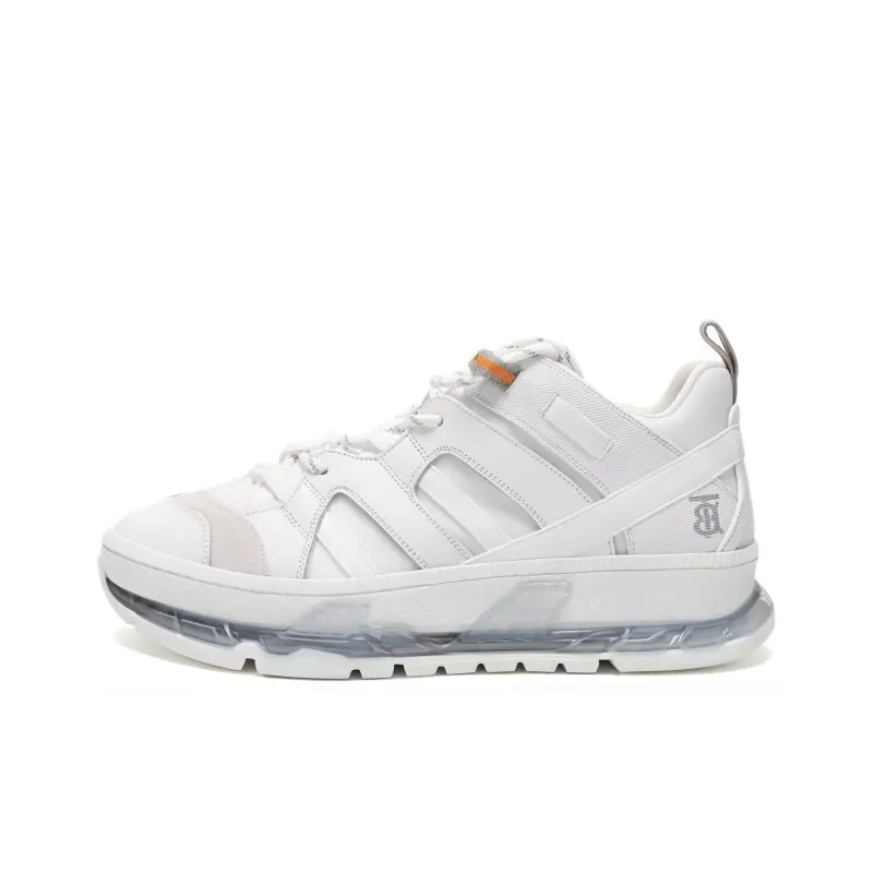 Burberry Union Anti Slip Wear Resistant Mid Top Casual Shoes Men's Pure White-0