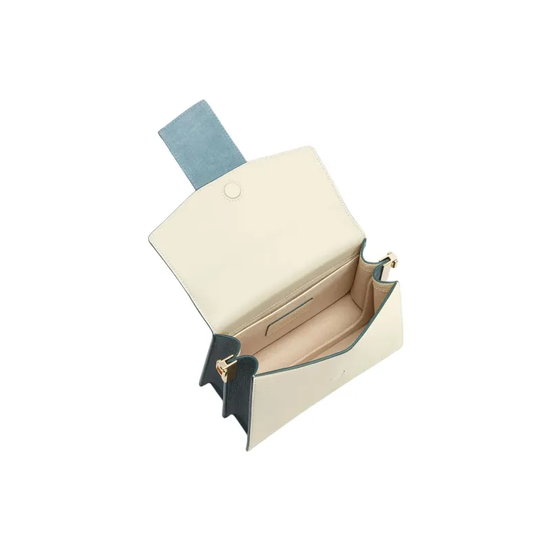 Strathberry Calfskin Suede Split Calfskin Shoulder Bag Crossbody Bag Women's Duck Egg Blue/White-3