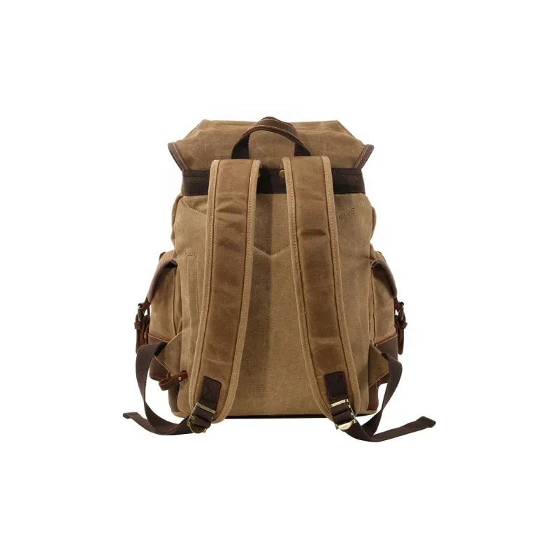 COTECi Top Grain Crazy Horse Cow Leather With Washable Canvas Backpack Tubas Men's Gray/Army Green/Black/Khaki-17