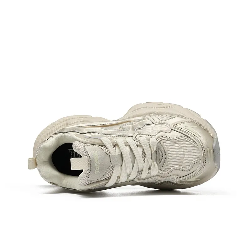 TOFAVE Anti Slip Wear Resistant Low Top Chunky Sneakers Unisex Champagne-1