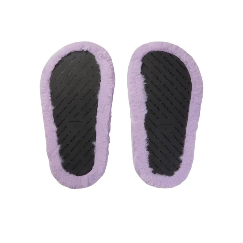 Balenciaga Furry Slide Slippers Women's Light Purple-6