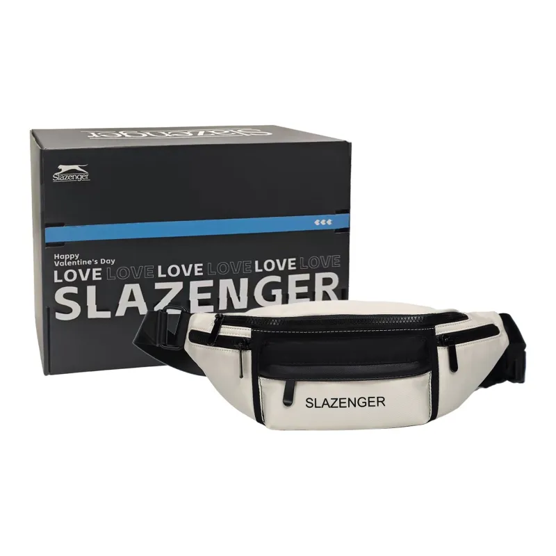 Slazenger Nylon Fabric Shoulder Bag Crossbody Bag Sling Bag Fanny Pack Unisex Ecru/Black/Khaki-13