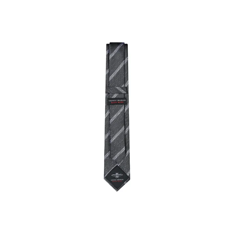 GIEVES CHARLES Mulberry Silk Ties Men's Gray White Twill-2