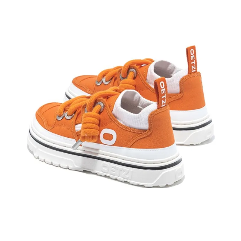 OETZI Super Light Wear Resistant Breathable Lightweight Height Increasing Low Top Casual Shoes Unisex Orange-2