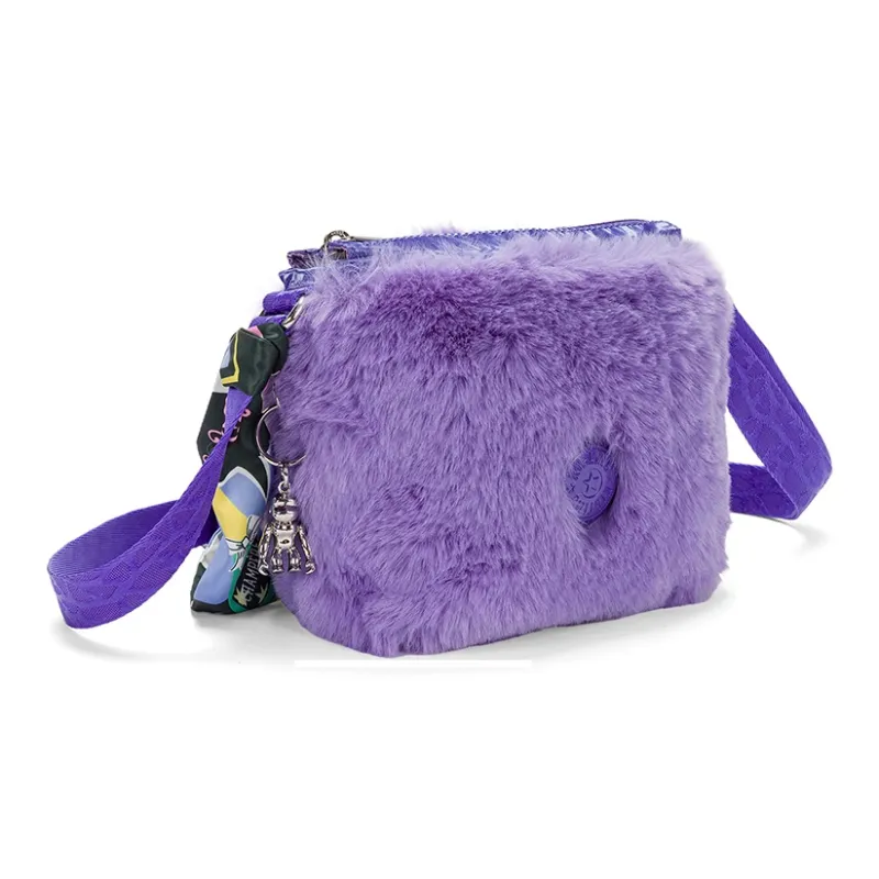 Kipling Polyester Shoulder Bag, Crossbody Bag Regular Unisex Pink Purple Fuzzy-1