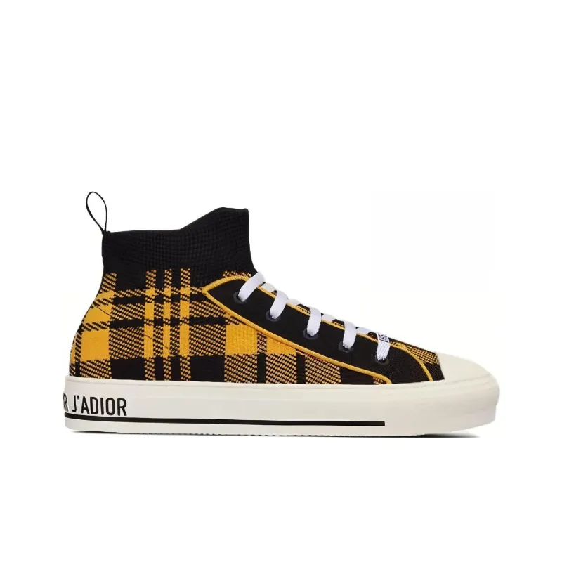 DIOR Walk'n'Dior Platform Shoes High-Top Stylish Skateboarding Shoes Women's Yellow Black-1
