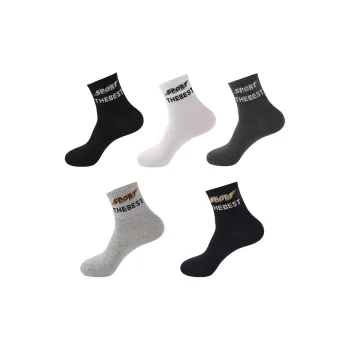 H-YXIANG Mid-Calf Socks Men's 5 Pack Multicolor