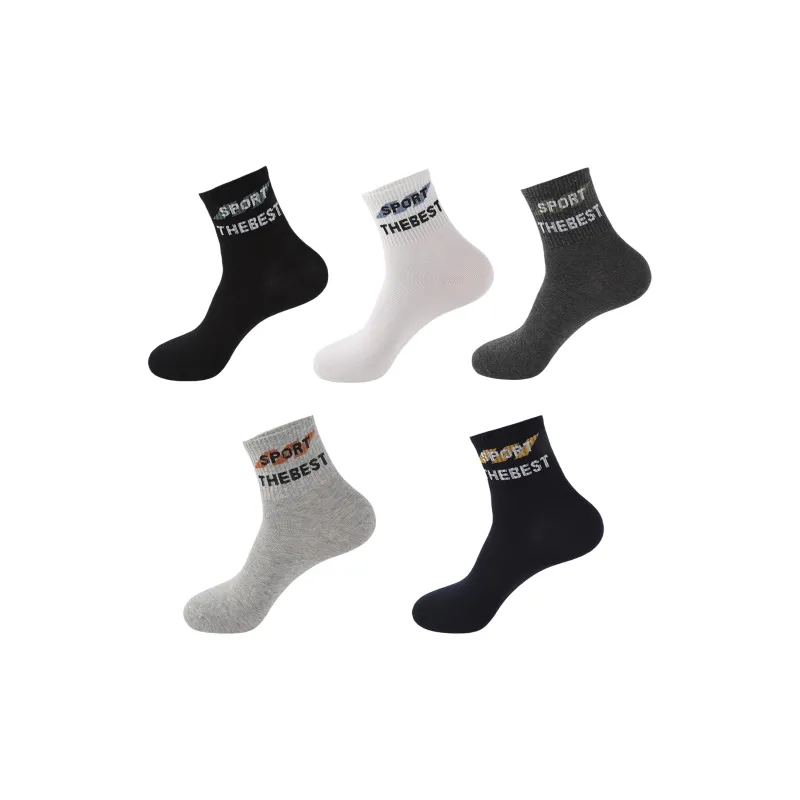 H YXIANG Mid Calf Socks Men's 5 Pack Multicolor-0