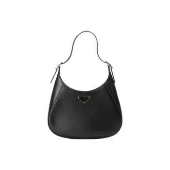 PRADA Cleo Calfskin Handbag Shoulder Bag Women's Black