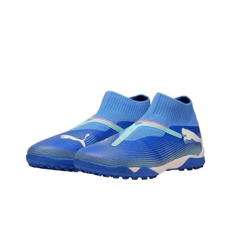 PUMA FUTURE 7 MATCH MG Rubber Short Studs Artificial Ground Durable Breathable Soccer Shoes Men's Blue White-2